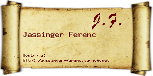 Jassinger Ferenc névjegykártya